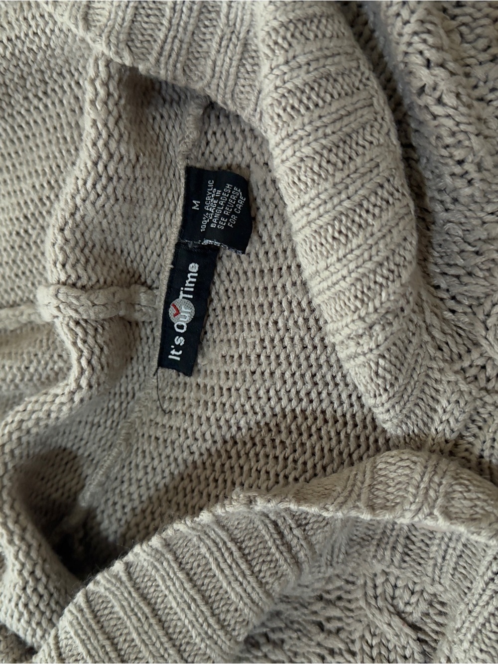 Y2K Women's Hooded Button-Front Knit Cardigan Sweater - Taupe - Picture 2 of 9